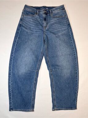 OLD NAVY High Rise Wow Medium Wash Barrel Leg Ankle Denim Jeans Size 10 Short